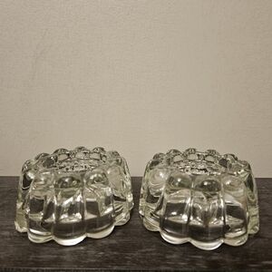 Candleholders For Taper Candles Clear Bubble Mold Glass Set of 2